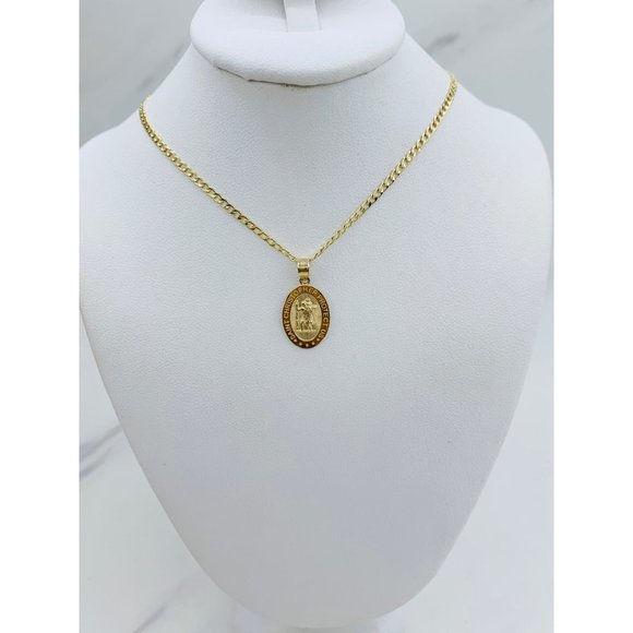 10k gold necklace and pendant Saint Christopher San Cristobal baby